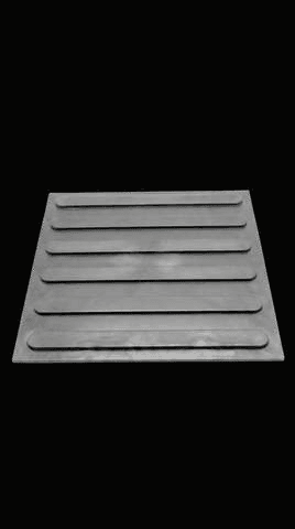 Loseta de arcilla polisintética con textura de líneas direccionales, color gris.