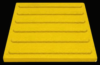 Loseta de concreto polimérico con textura de líneas direccionales, color amarillo.