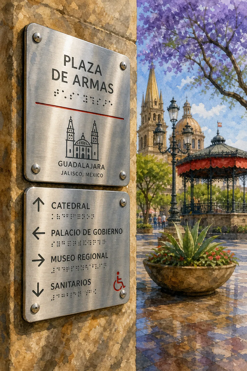 señalética táctil acero inoxidable exterior